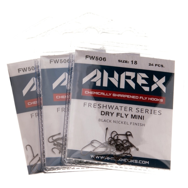 Ahrex Fw506 Dry Fly Mini Hook Barbed #22 Trout Fly Tying Hooks